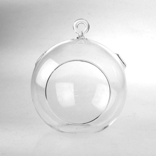 6-Pack, Hanging Globe Glass Terrarium Air Plant Candle Holder, 5-inch, with Hook