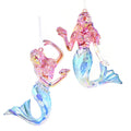 Acrylic Mermaid with Seashell Christmas Ornaments, Pink/Blue, 4-1/4-Inch, 2-Piece