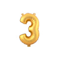 Aluminum Foil Number Balloon "3", Gold, 34-Inch