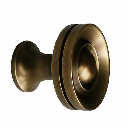 Brass  Knob with Antique Finish, Side view - Paxton Hardware