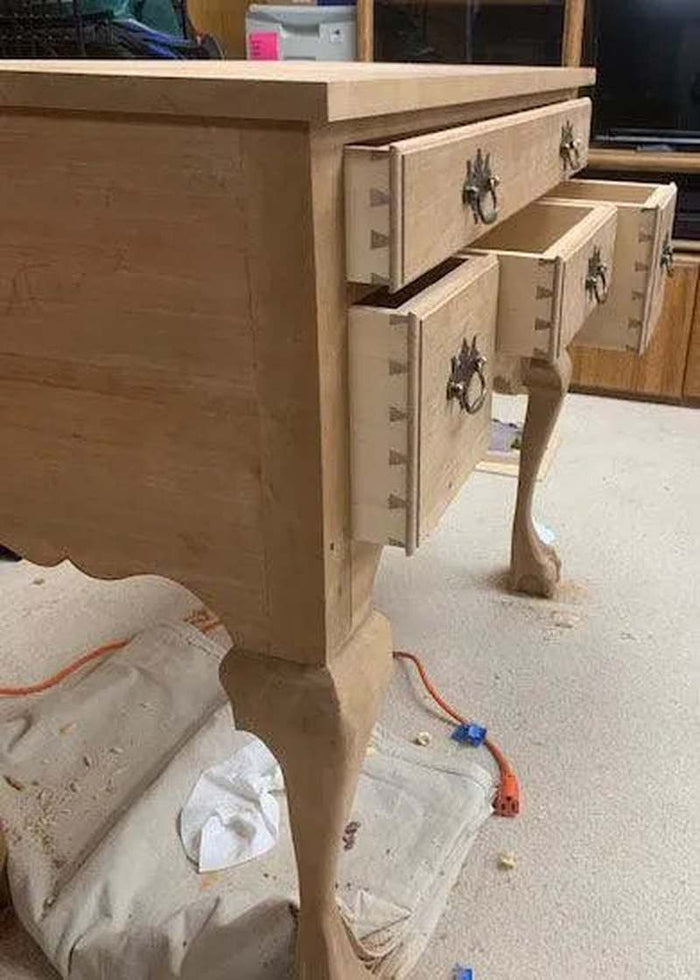 Lowboy in the making with Paxton Hardware's #0802 Chippendale Pulls