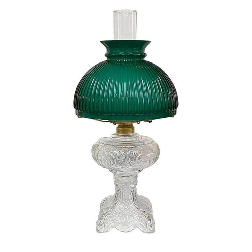 Antique Glass Lamp, Green Student Shade - Paxton hardware ltd