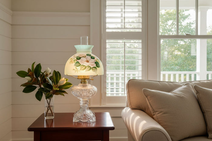 Vintage lamp with magnolia shade - Paxton Hardware
