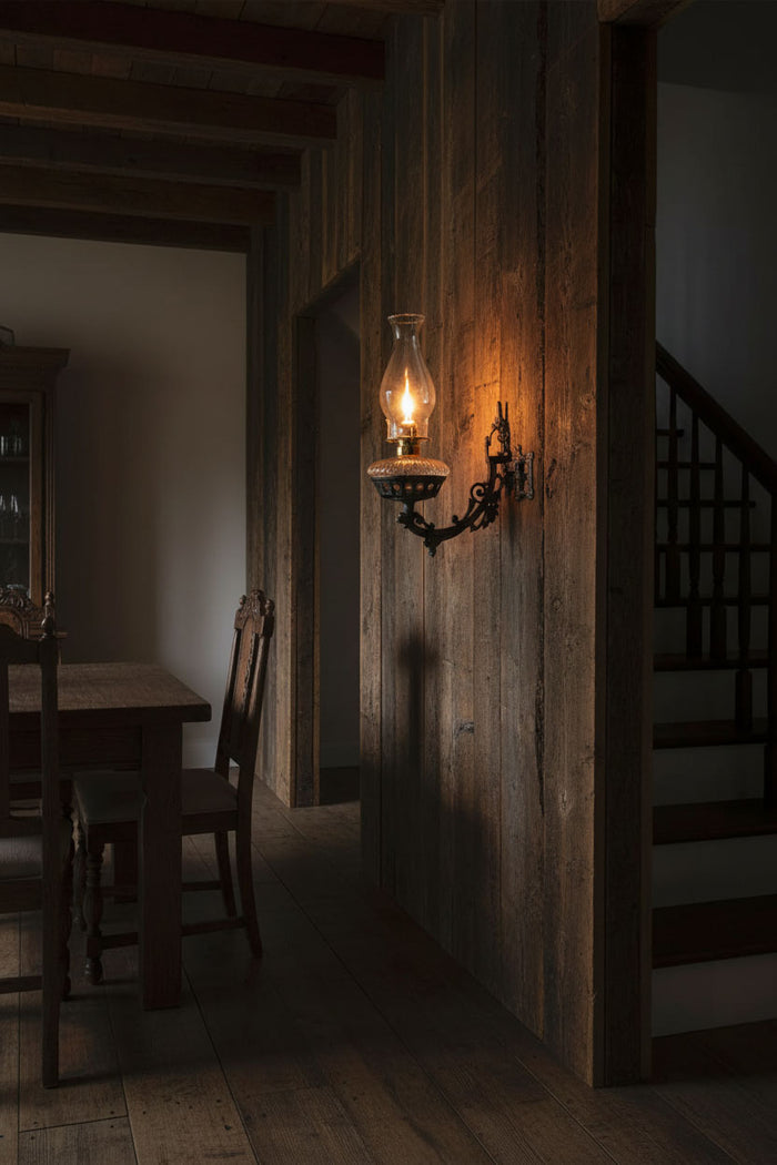 Oil burning, wall bracket lamp - Paxton Hardware