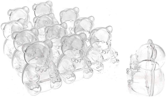 Baby Shower Plastic Teddy Bear Favor Box, 2-1/2-Inch, 12-Count, Clear