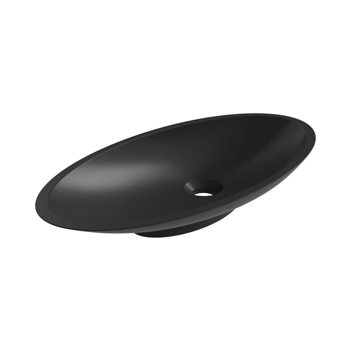 Black oval sink on a white background