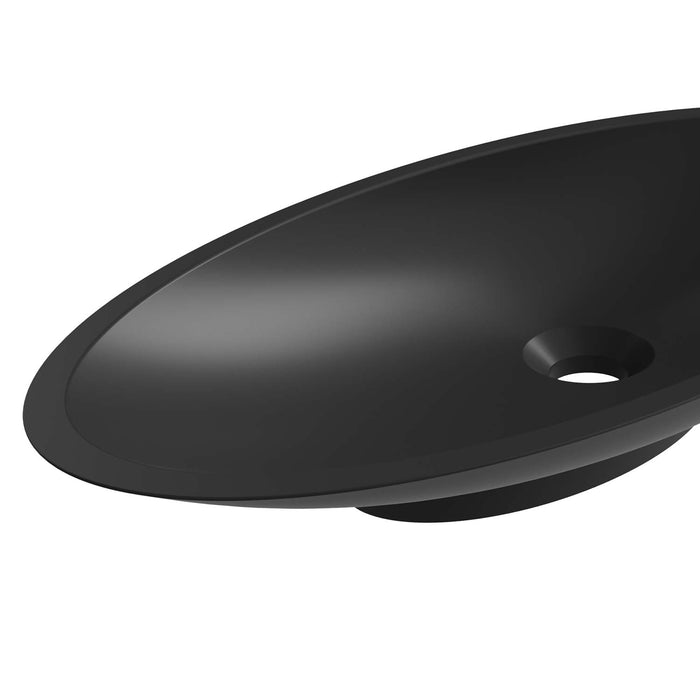 Black oval sink on a white background