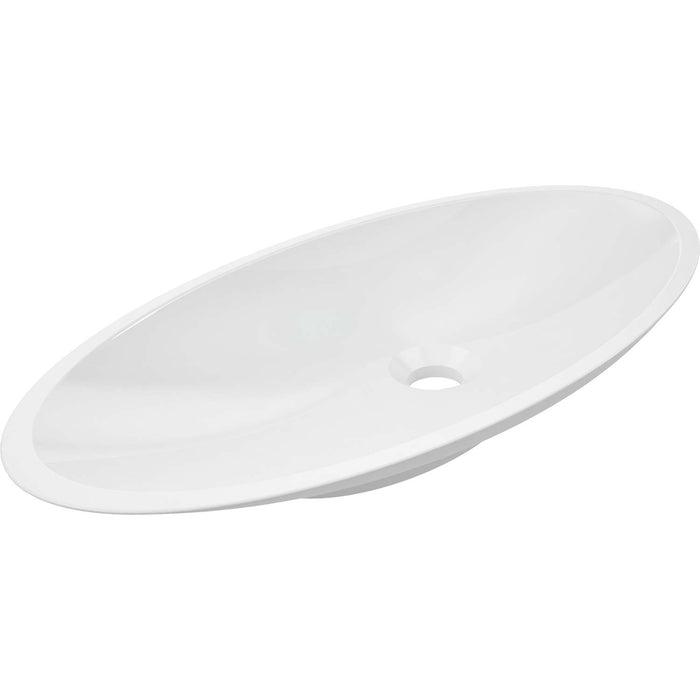 White oval ceramic sink on a white background