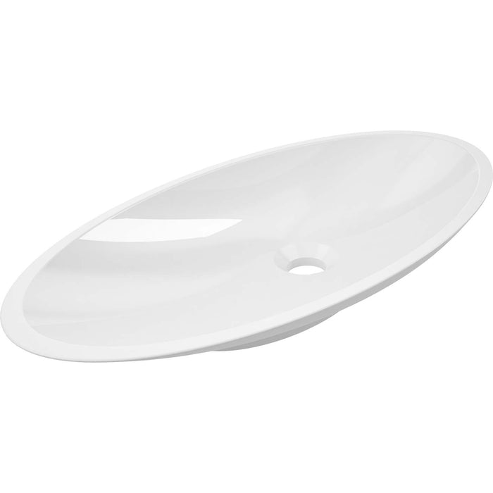 White oval ceramic sink on a white background