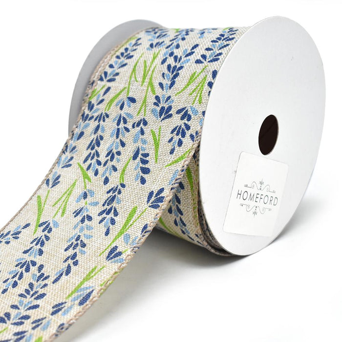 Blooming Hyacinth Wired Linen Ribbon, 2-1/2-Inch, 10-Yard