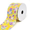 Butterflies Satin Wired Printed Ribbon, Yellow, 2-1/2-Inch, 10-Yard