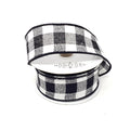 Christmas Buffalo Checkered Wired Ribbon, 1-1/2-Inch, 10-Yard, White/Black