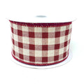 Christmas Canvas Gingham Wired Edge Ribbon, 2-1/2-Inch, 10-Yard, Burgundy/Cream