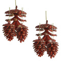 Christmas Glitter Pine Cone Ornaments, Red, 14-Piece