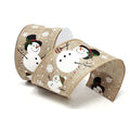 Christmas Glitter Snowmen Linen Ribbon, 2-1/2-Inch, 10-Yard, Natural