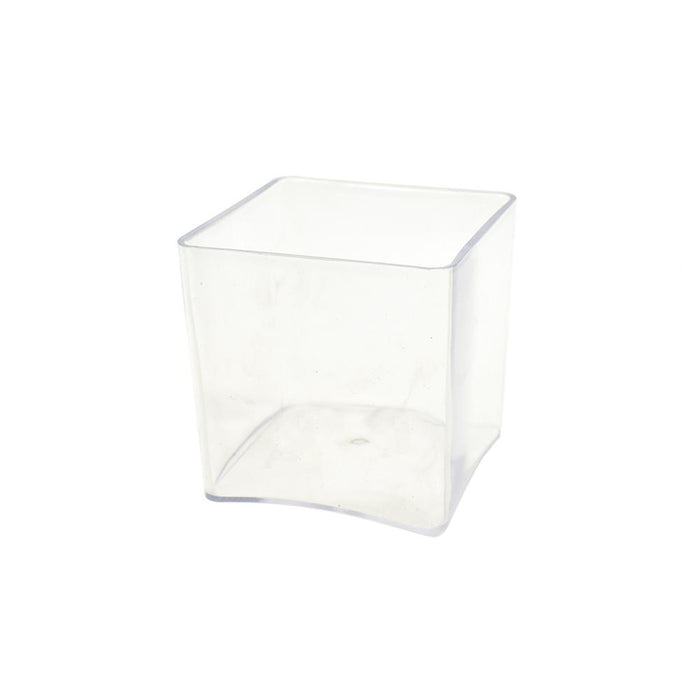 Clear Plastic Square Vase Display, 4-Inch x 4-Inch
