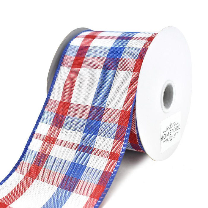 Color Chic Plaid Wired Edge Linen Ribbon, 2-1/2-Inch, 3-Yard