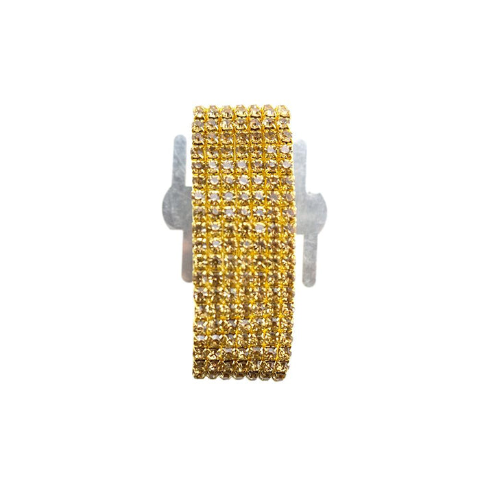 Corsage Wristlet with Rhinestone Band, Gold, 1-Inch