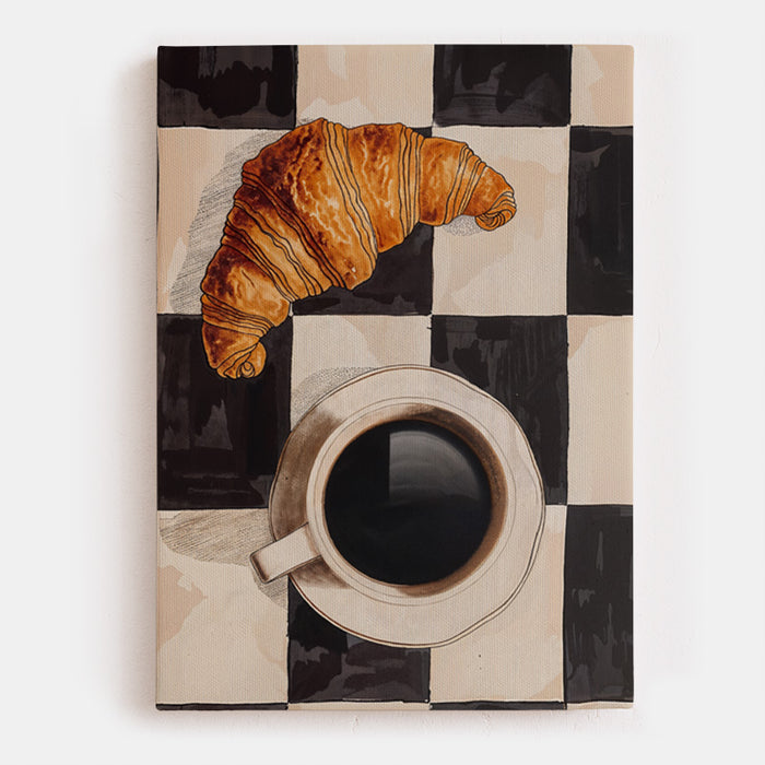 Cups And Croissant Canvas