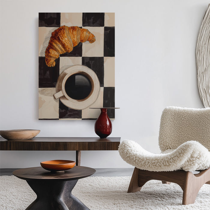 Cups And Croissant Canvas