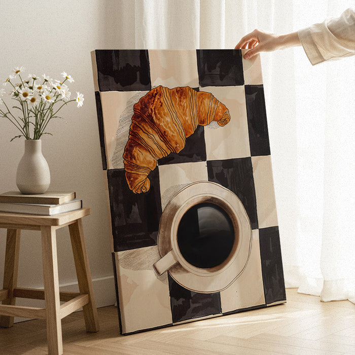 Cups And Croissant Canvas