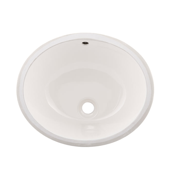 DAX Ceramic Oval Single Bowl Undermount Bathroom Sink, Ivory Finish,  18-1/4 x 15 x 7-1/2 Inches (BSN-101)