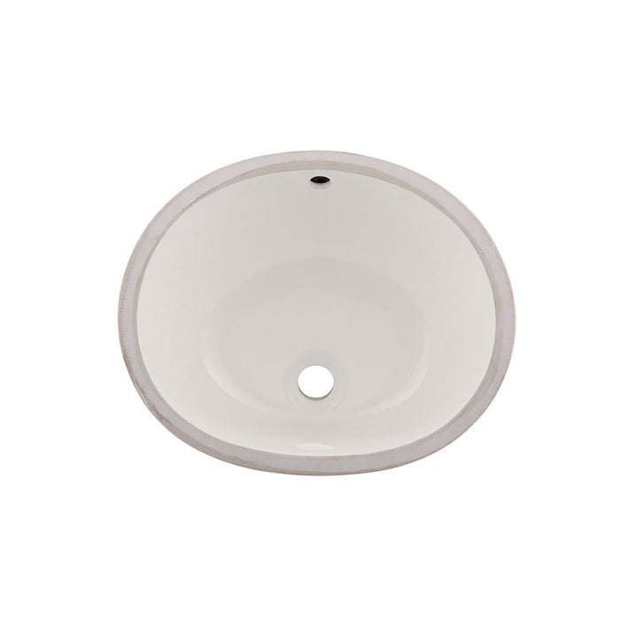 DAX Ceramic Oval Single Bowl Undermount Bathroom Sink, Ivory Finish, 18 x 14-3/4 x 7-1/2 Inches (BSN-205B-I)