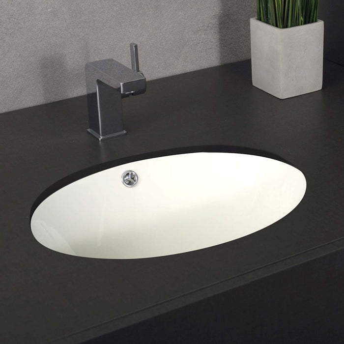 DAX Ceramic Oval Single Bowl Undermount Bathroom Sink, White Finish, 19-1/2 x 16 x 8 Inches (BSN-200)