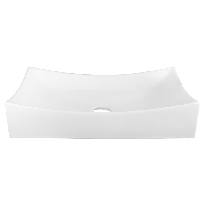 DAX Ceramic Rectangle Single Bowl Bathroom Vessel Sink, White Finish, 25-3/4 x 15-1/2 x 5-1/4 Inches (BSN-280B)