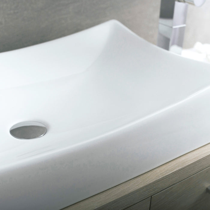 DAX Ceramic Rectangle Single Bowl Bathroom Vessel Sink, White Finish, 25-3/4 x 15-1/2 x 5-1/4 Inches (BSN-280B)