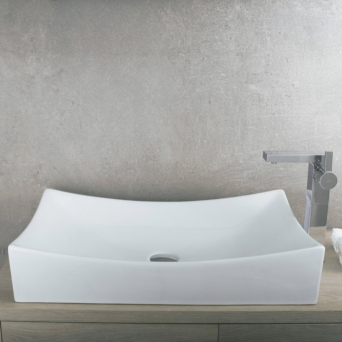 DAX Ceramic Rectangle Single Bowl Bathroom Vessel Sink, White Finish, 25-3/4 x 15-1/2 x 5-1/4 Inches (BSN-280B)
