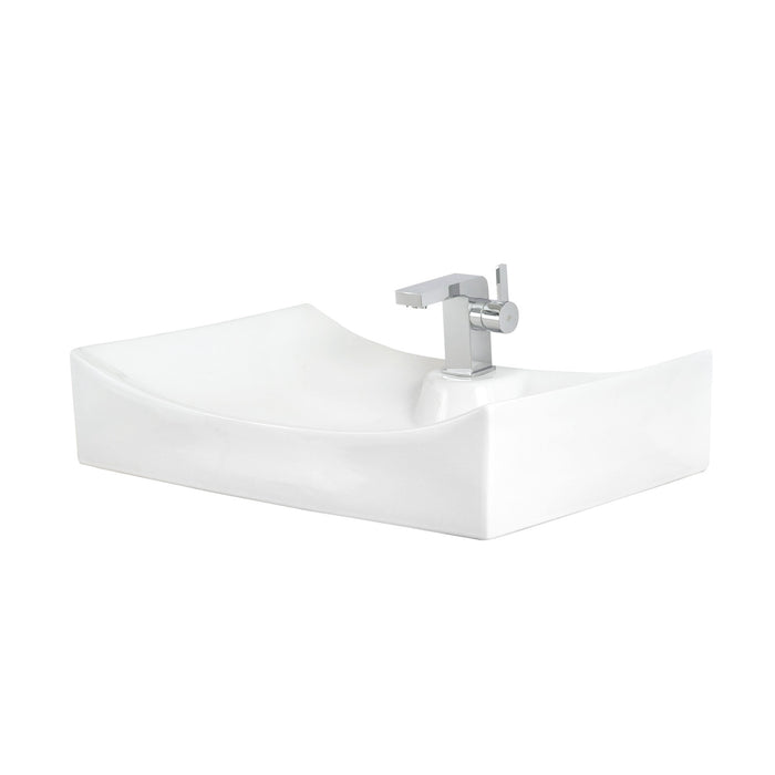DAX Ceramic Rectangle Single Bowl Bathroom Vessel Sink, White Finish, 27-1/8 x 16-1/8 x 5-1/4 Inches (BSN-280A)