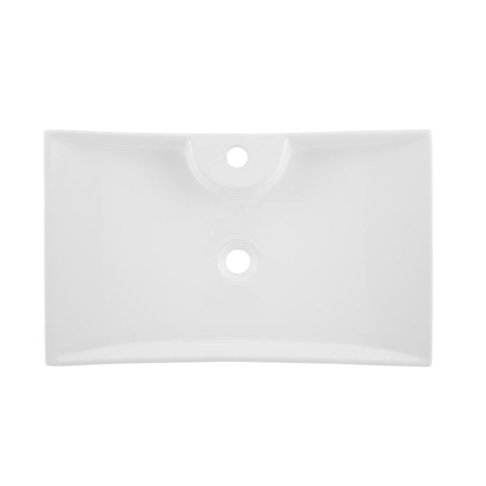 DAX Ceramic Rectangle Single Bowl Bathroom Vessel Sink, White Finish, 27-1/8 x 16-1/8 x 5-1/4 Inches (BSN-280A)