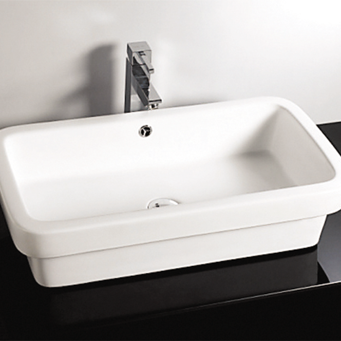 DAX Ceramic Rectangle Single Bowl Bathroom Vessel Sink, White Finish,  27 x 14-3/4 x 6-3/4 Inches (BSN-285G)