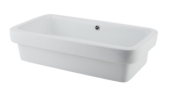 DAX Ceramic Rectangle Single Bowl Bathroom Vessel Sink, White Finish,  27 x 14-3/4 x 6-3/4 Inches (BSN-285G)
