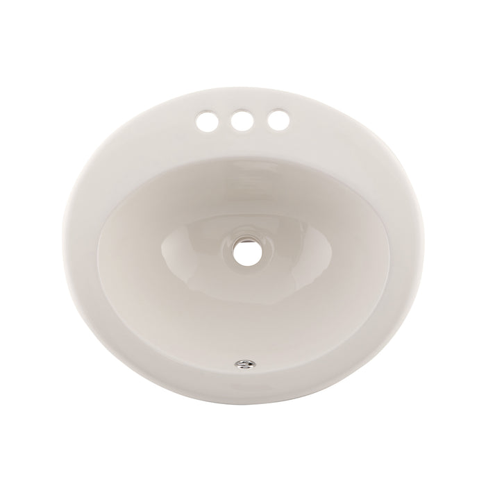 DAX Ceramic Single Bowl Top Mount Bathroom Sink, Ivory Finish,  19-11/16 x 17-11/16 x 8-1/4 Inches (BSN-209-I)