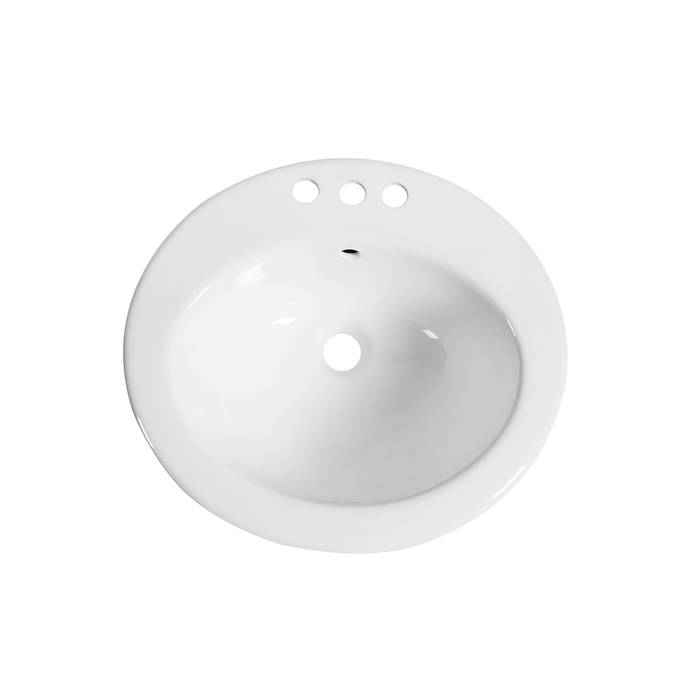DAX Ceramic Single Bowl Top Mount Bathroom Sink, White Finish,  19-11/16 x 17-11/16 x 8-1/4 Inches (BSN-209-W)