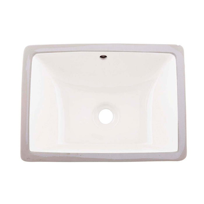 DAX Ceramic Square Single Bowl Undermount Bathroom Basin 18.5"x13.5" – White – Modern Design, Durable & Easy to Clean – Elegant Bathroom Sink