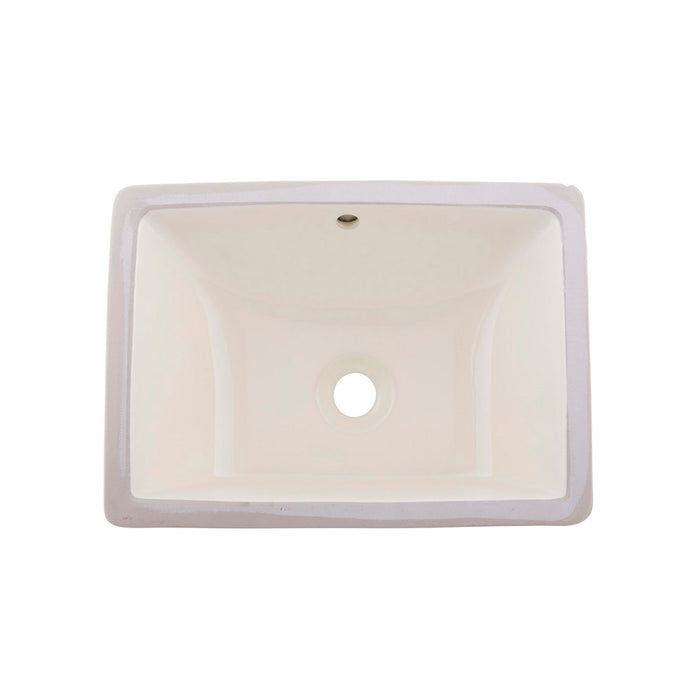 DAX Ceramic Square Single Bowl Undermount Bathroom Sink, Ivory Finish, 18-1/2 x 13 x 7-1/2 Inches (BSN-202B-I)