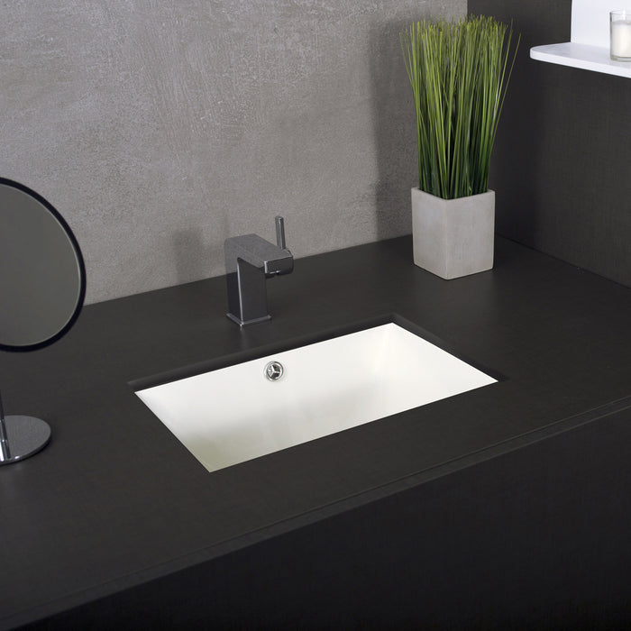 DAX Ceramic Square Single Bowl Undermount Bathroom Sink, Ivory Finish, 18-1/2 x 13 x 7-1/2 Inches (BSN-202B-I)