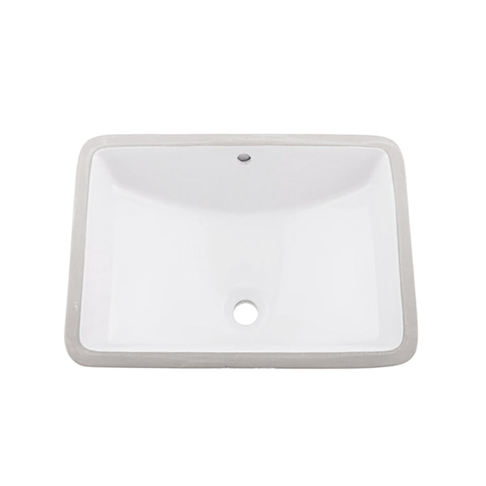 DAX Ceramic Square Single Bowl Undermount Bathroom Sink, White Finish, 22-1/6 x 15-1/2 x 8-5/16 Inches (BSN-202G-W)