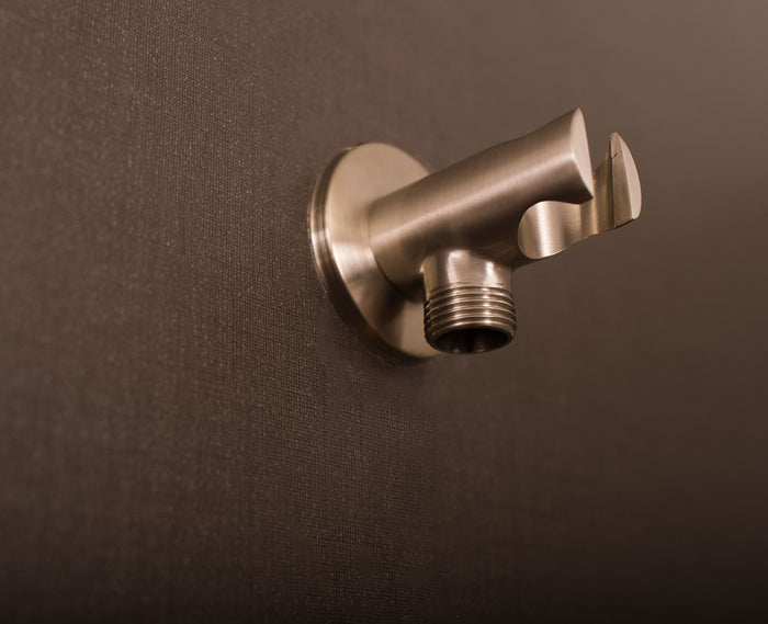 DAX Hand Held Shower Holder, Round Line, Brass Body, Wall Mount , Brushed Nickel Finish, 2-1/4 x 1 x 2-1/2 inches (D-B52-BN)
