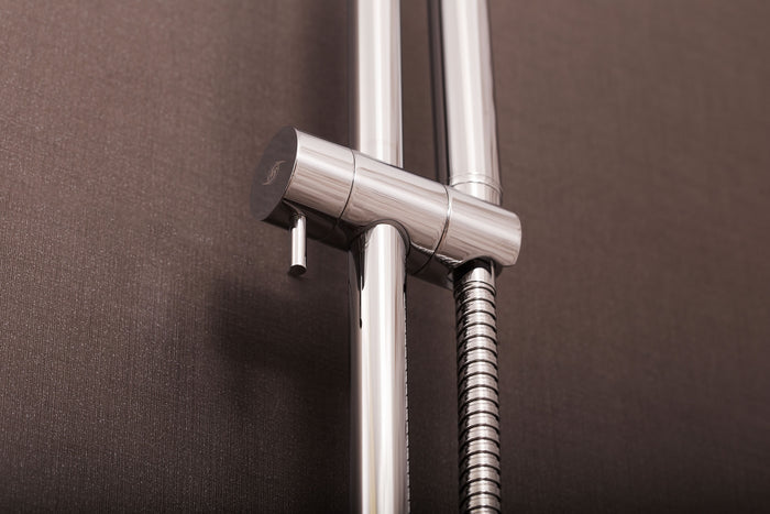 DAX Hand Shower Head with Round Adjustable Slide Bar, Stainless Steel Body, Chrome Finish, 23-5/8 x 2-3/8 Inches (DAX-9516)