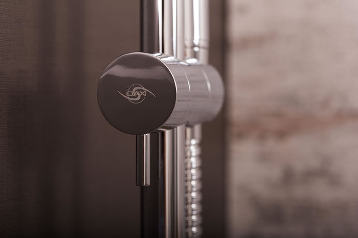 DAX Hand Shower Head with Round Adjustable Slide Bar, Stainless Steel Body, Chrome Finish, 23-5/8 x 2-3/8 Inches (DAX-9516)