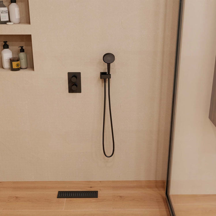 Ambient shower system with Matt black drain system 12 inches