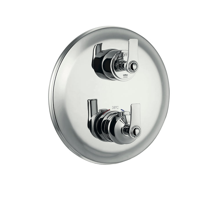 DAX Round Shower Single Valve Trim with Temperature Control, Brass Body, Chrome Finish (DAX-79909-CR)