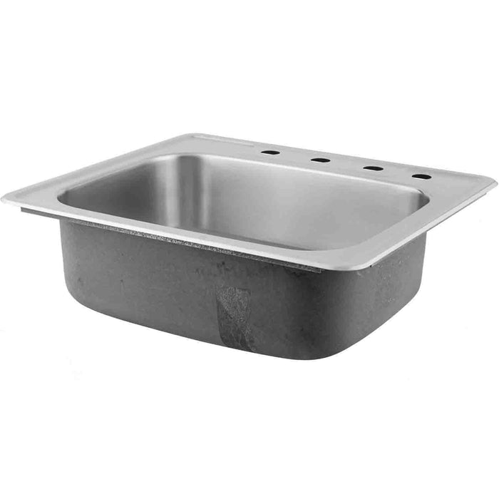 DAX  Single Bowl Top Mount Kitchen Sink, 20 Gauge Stainless Steel, Brushed Finish , 25 x 22 x 8 Inches (DAX-OM-2522)