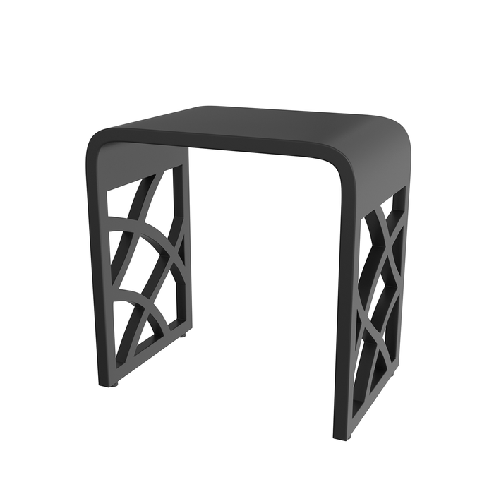 DAX Solid Surface Bathroom Stool - Matte Black (DAX-ST-05-B)
