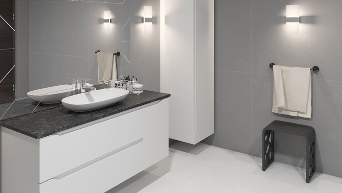 DAX Solid Surface Bathroom Stool - Matte Black (DAX-ST-05-B)