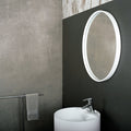 DAX Solid Surface Round Bathroom Vanity Mirror, Wall Mount with Frame, White Finish, 27-1/2 Inches (DAX-AB-1571)